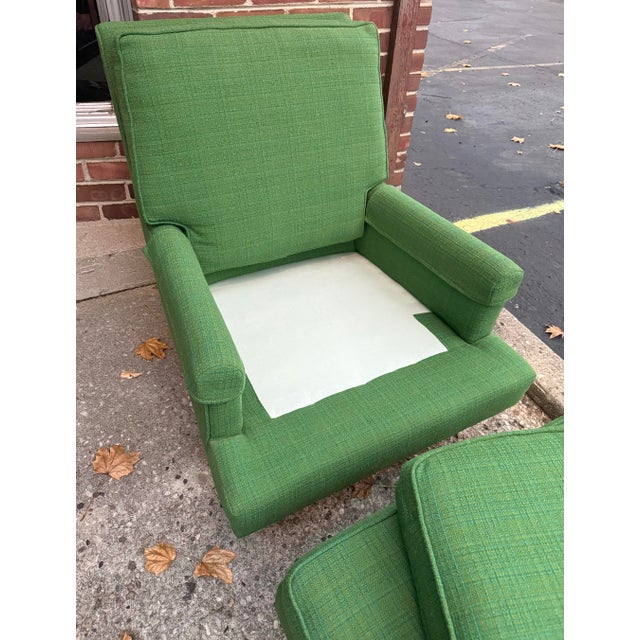 1970s Mid-Century Modern Green Chair + Ottoman (2pc Set) For Sale - Image 9 of 12