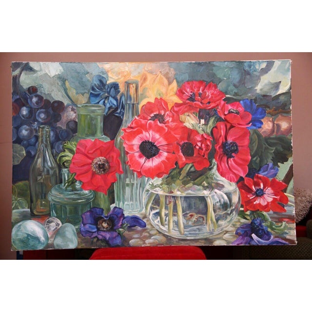 o.s. Lusenko "Still Life" Oil Painting For Sale - Image 4 of 4