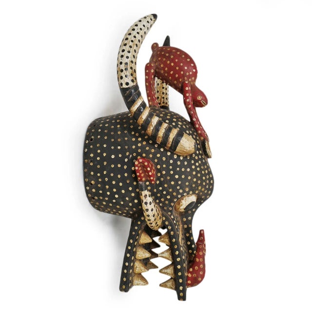 Antique African Fire Spitter Helmet Mask For Sale - Image 4 of 9