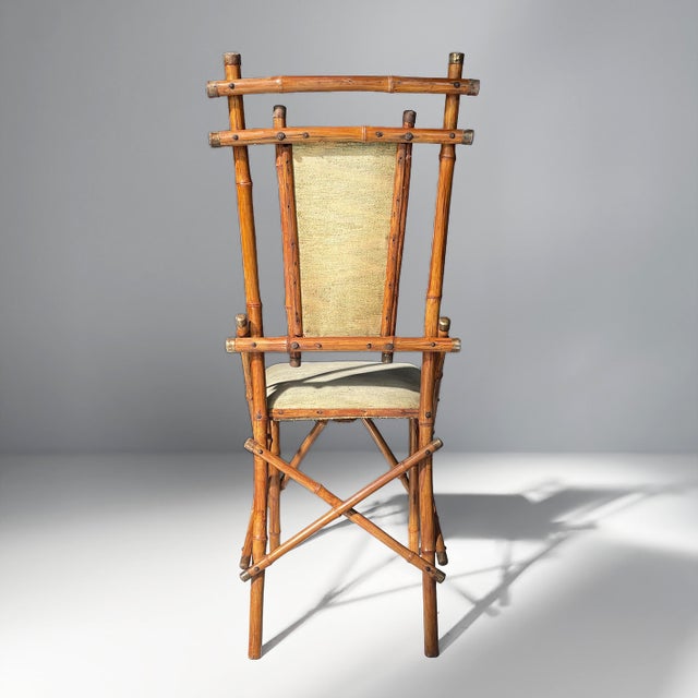 Italian Art Deco Chairs in Fabric and Bamboo, 1930s, Set of 2 For Sale - Image 4 of 17