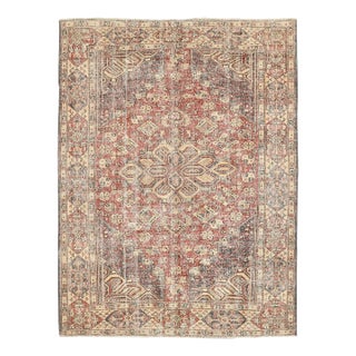 Mid 20th Century Vintage Distressed Turkish Oushak Rug For Sale