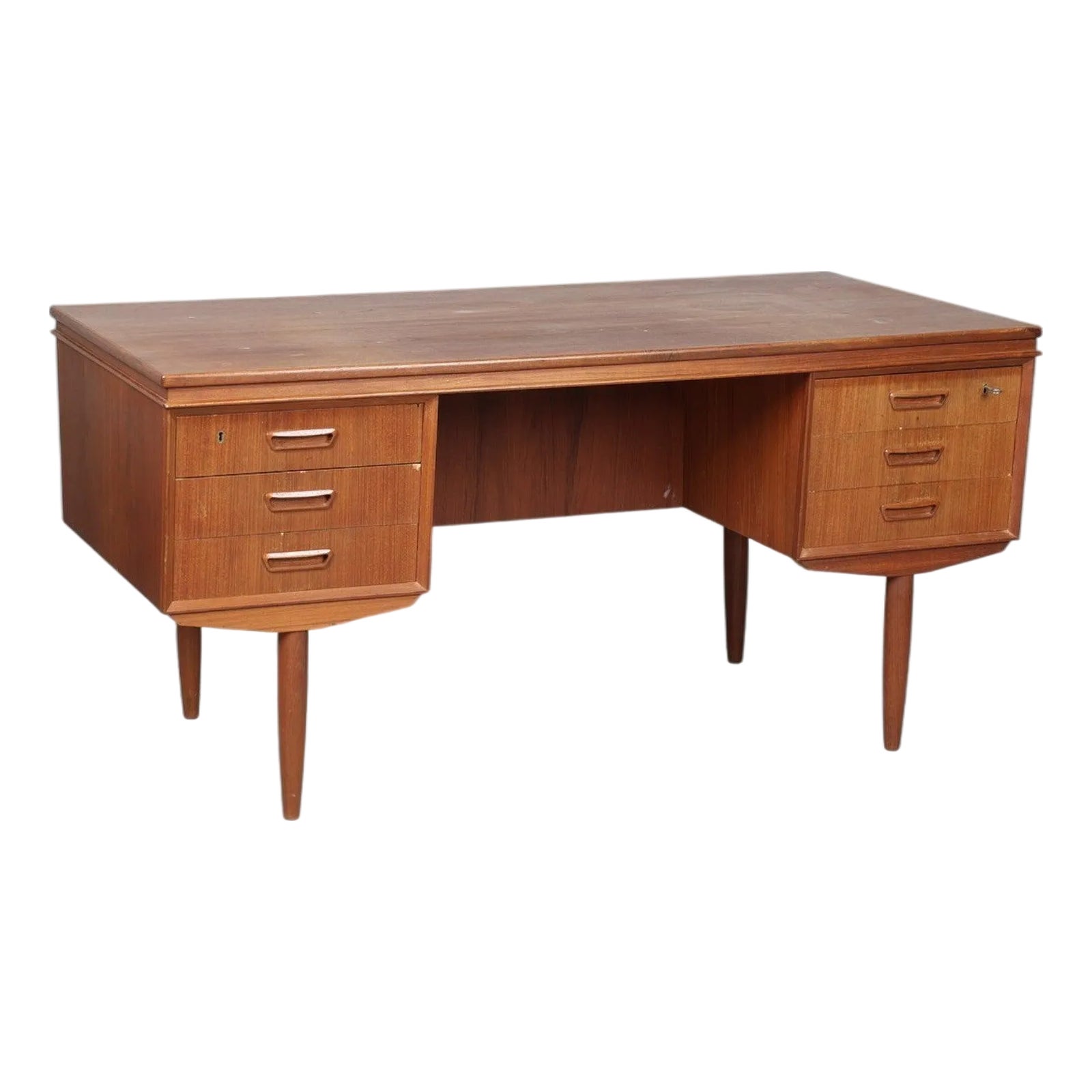 1960s Danish Modern Angular Danish Writing Desk in Teak | Chairish