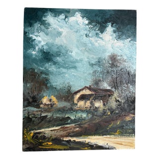 Drevet, Landscape with Storm, 1920s-1940s, Painting For Sale