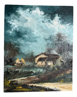 Drevet, Landscape with Storm, 1920s-1940s, Painting