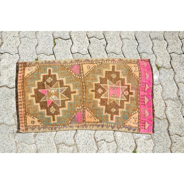 Vintage Oushah Distressed Small Rug For Sale - Image 6 of 6