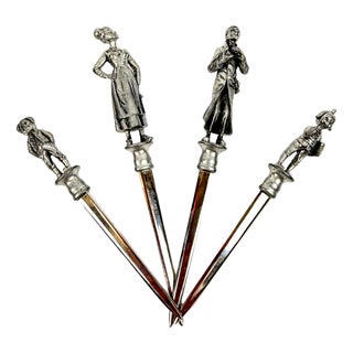 Natique Silver Plated Figurative Letter Opener from WMF, 1900s, Set of 4 For Sale
