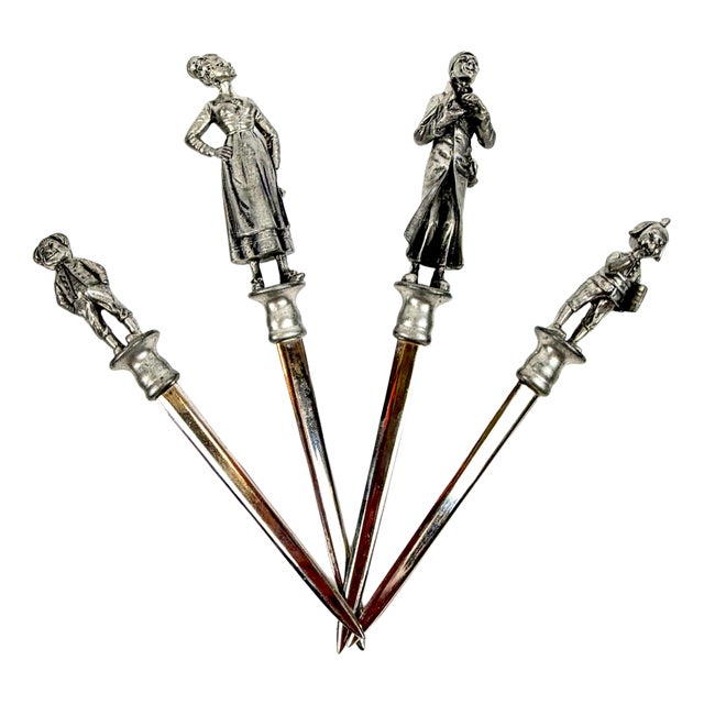 Natique Silver Plated Figurative Letter Opener from WMF, 1900s, Set of 4 For Sale
