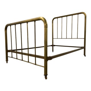 Antique Simmons Double Brass Plated Bedframe For Sale