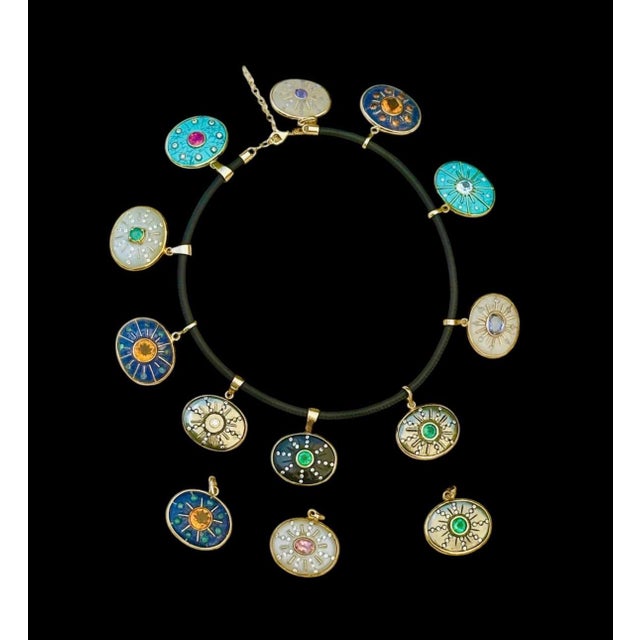Sol Pendant, Turquoise With Blue Topaz, Diamonds & 14k Gold For Sale In New York - Image 6 of 12