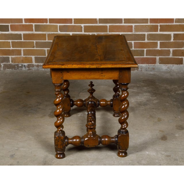 English Georgian Period Early 19th century Walnut Barley Twist Side Table For Sale - Image 4 of 12