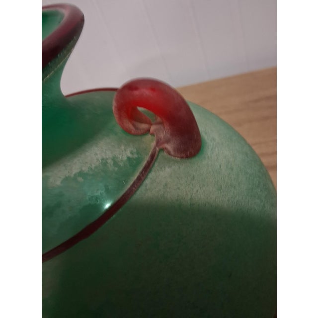 Traditional 1980s Signed Franco Moretti Salvo Hand Blown Vase Emerald Green For Sale - Image 3 of 7
