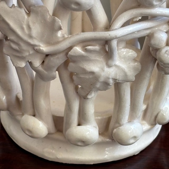 Antique White Mid-20th Century Italian Ceramic Openwork Cachepot For Sale - Image 8 of 17