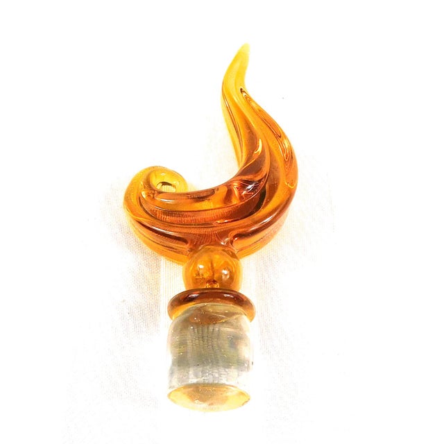 Mid-Century Modern 1970s Cream and Brown Perfume Bottle With Unique Glass Stopper For Sale - Image 3 of 4