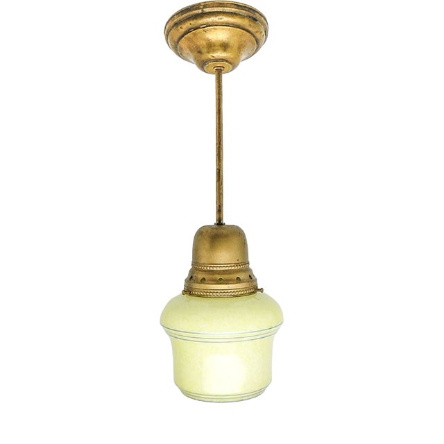Hanging Lamp in Brass and Glass, Poland, 1950s For Sale