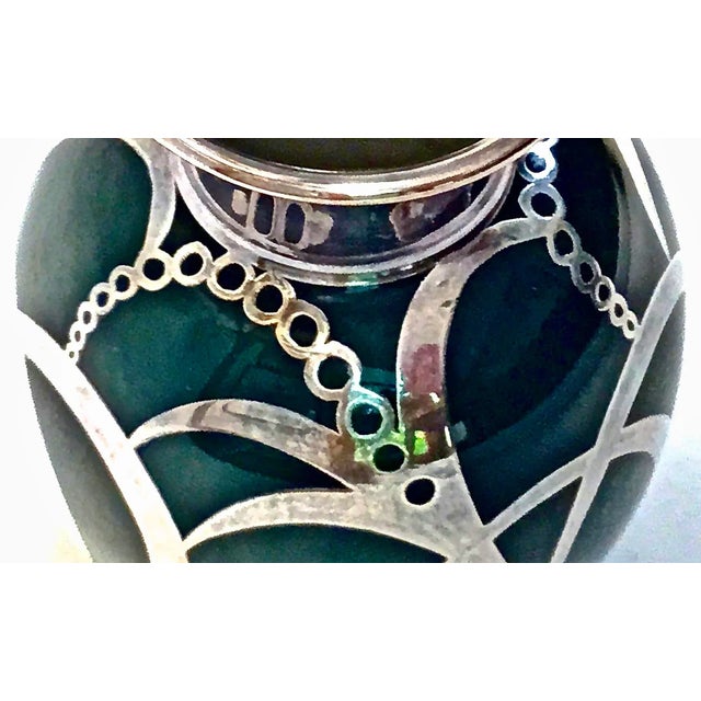 Green Vintage Art Deco Haviland Green & Silver Porcelain Vase For Sale - Image 8 of 9