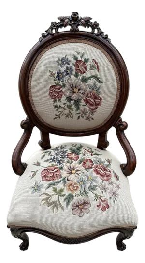 Late 19th Century Victorian Floral Needlepoint Armchair