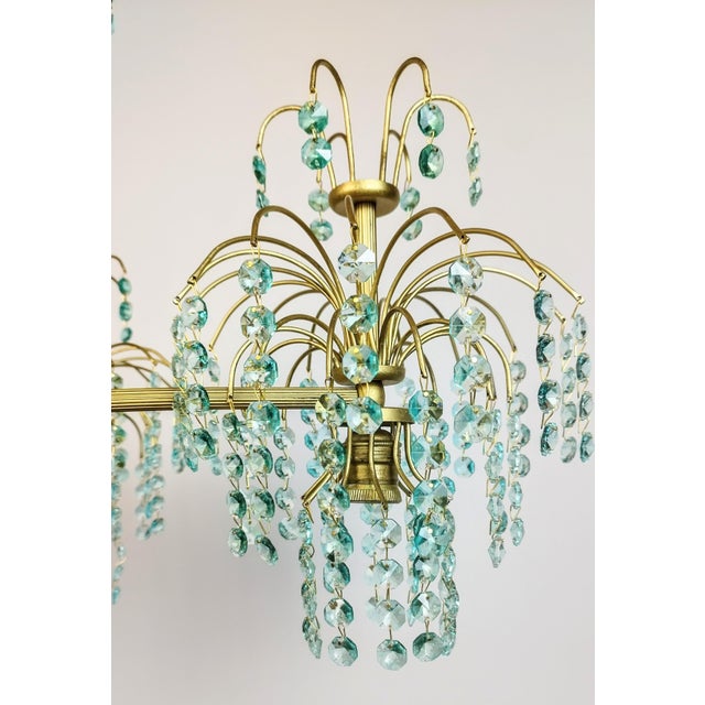 Turquoise Vintage Turquoise Crystal Chandelier Lighting 1980s For Sale - Image 8 of 13