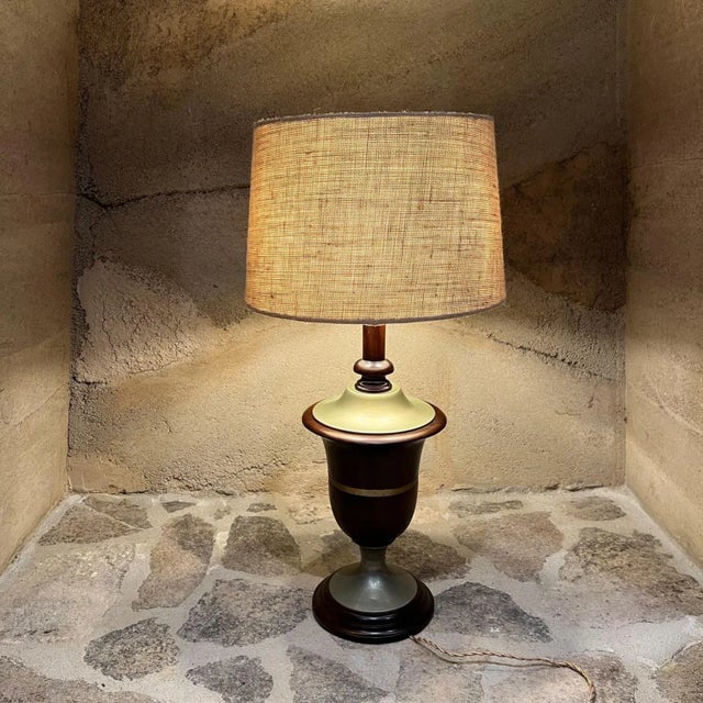 1940s Modernism Neoclassical Mexican Mahogany Table Lamps in the Style of  Luis Barragan - a Pair