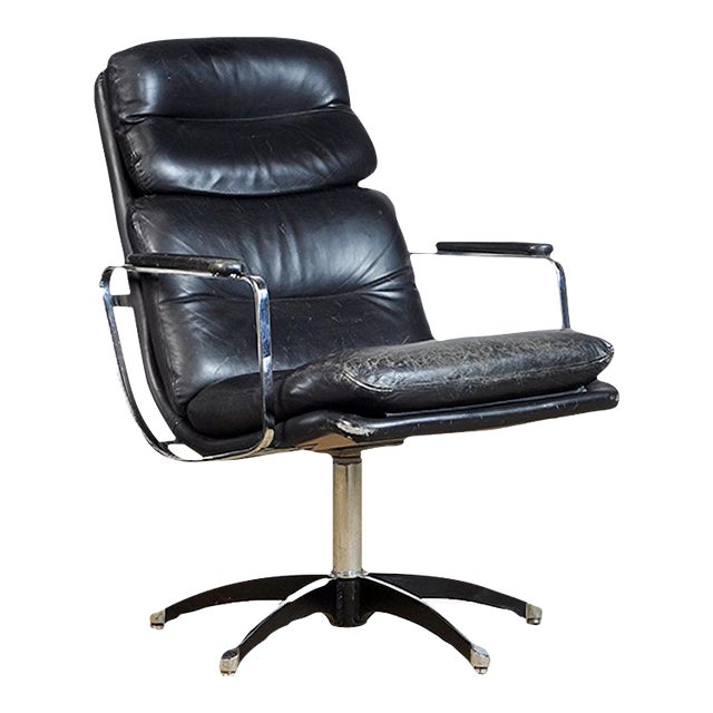 Leather Lounge Chair, 1970s For Sale
