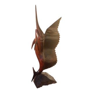 Vintage Hand Carved Sailfish Sculpture For Sale