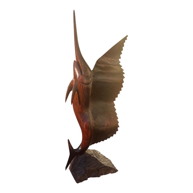 Vintage Hand Carved Sailfish Sculpture For Sale