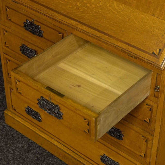 Arts and Crafts Oak Bureau Bookcase, 1890s For Sale - Image 9 of 15