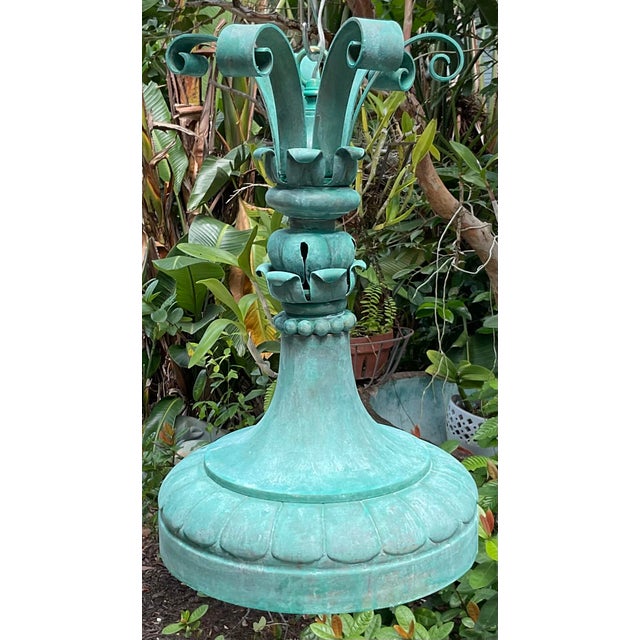 Exquisite 19th-Century Salvage Solid Copper Chandelier / Ceiling Light Fixture For Sale - Image 12 of 14