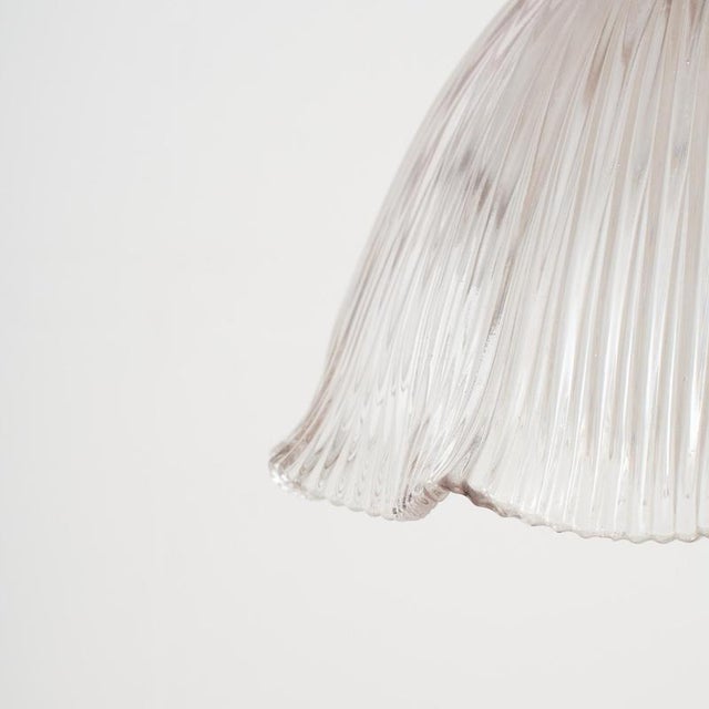 Glass Antique Reclaimed Holophane Glass Pendant Light, 1950s For Sale - Image 7 of 8