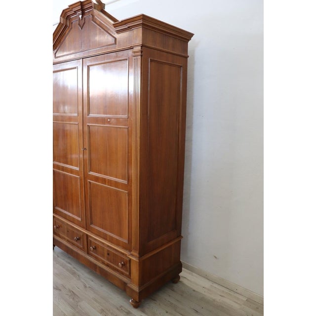 Antique Veneer Walnut Wardrobe, Late 19th Century For Sale - Image 10 of 16