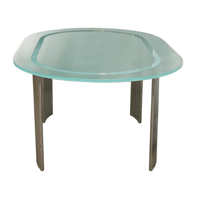 Mid 20th Century Mid 20th Century Reclaimed Art Deco Oblong Glass Top Dining Table For Sale - Image 5 of 7