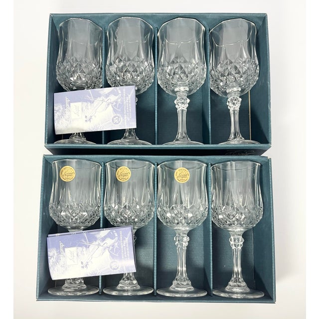 Cristal D’Arques “Longchamp” Set of 8 Crystal Wine Glasses For Sale In Dallas - Image 6 of 7