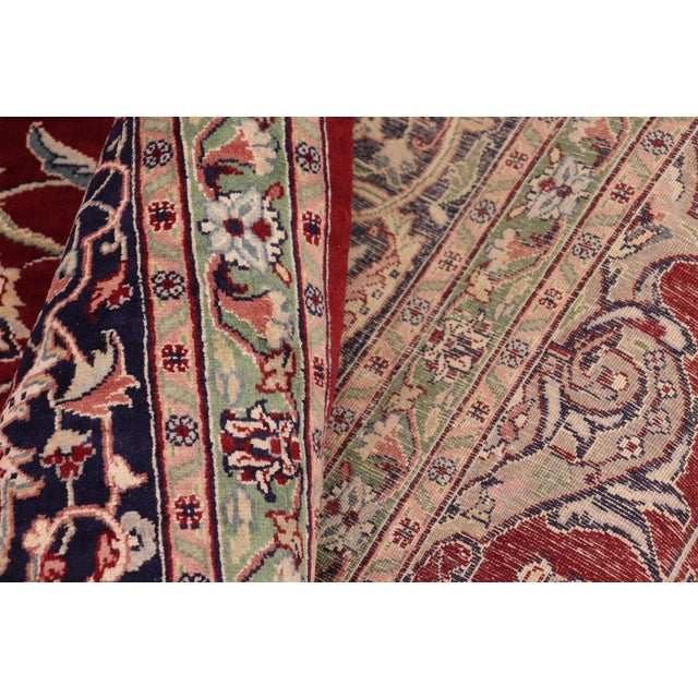 Textile Shabby Chic Isphan Pak-Persian Red/Blue Wool&Silk Rug - 10'0'' X 13'9'' For Sale - Image 7 of 8