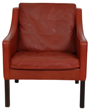 2207 Lounge Chair in Red Leather with Patina by Børge Mogensen for Fredericia, 1980s