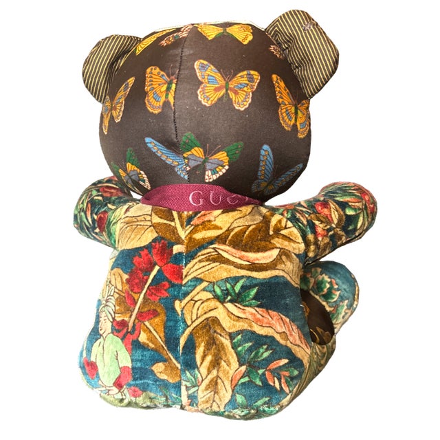 Italian Gucci Farfalle Vintage Silk Scarf Tender Teddy Bear For Sale - Image 3 of 3