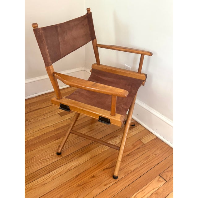 McGuire 1980s American Suede Directors or Campaign X-Chair For Sale - Image 4 of 10