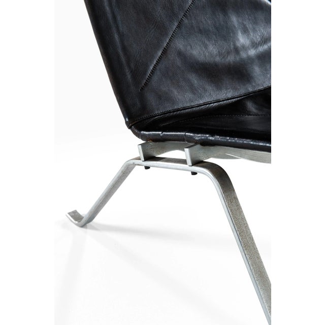 Set of Modern Danish Leather and Steel PK-22 Side Chairs by Poul Kjærholm, 1950s For Sale - Image 6 of 8