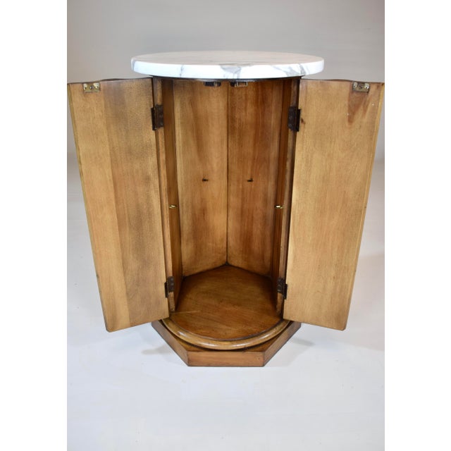 Neoclassical Style Fluted Column Cabinet Table Marble Top For Sale - Image 9 of 11