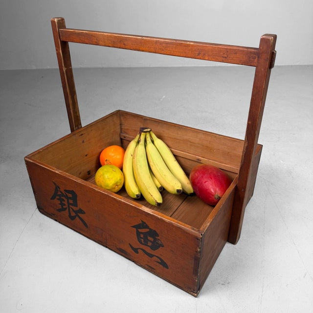 Japanese Wooden Carrying Crate with Calligraphy, 1950s For Sale - Image 13 of 17