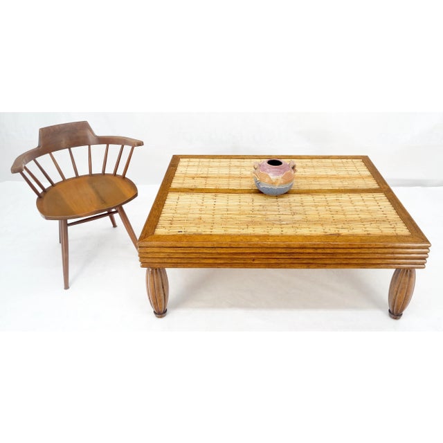 Tan Heavy Solid Angelica Wood Rattan Pull Out Shelves Bowling Pins Shape Legs Mint For Sale - Image 8 of 11