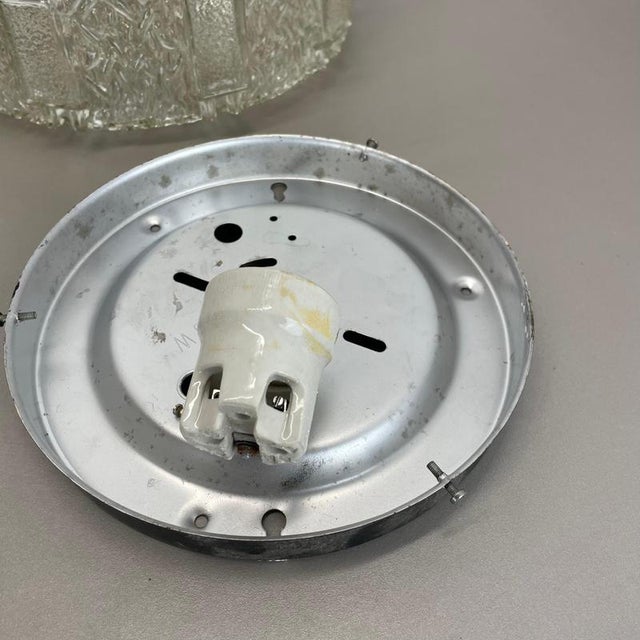 Textured Glass Wall or Ceiling Lights attributed to Hillebrand Leuchten, 1970s, Set of 2 For Sale - Image 9 of 18