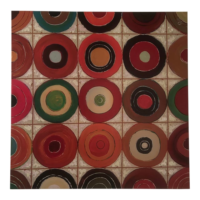 Large Scale 40x40 Roth “Circular Reasoning Iii” Hand-Embellished Mixed Media Canvas Vintage Andrew Kolb Roth Embellished Giclee For Sale