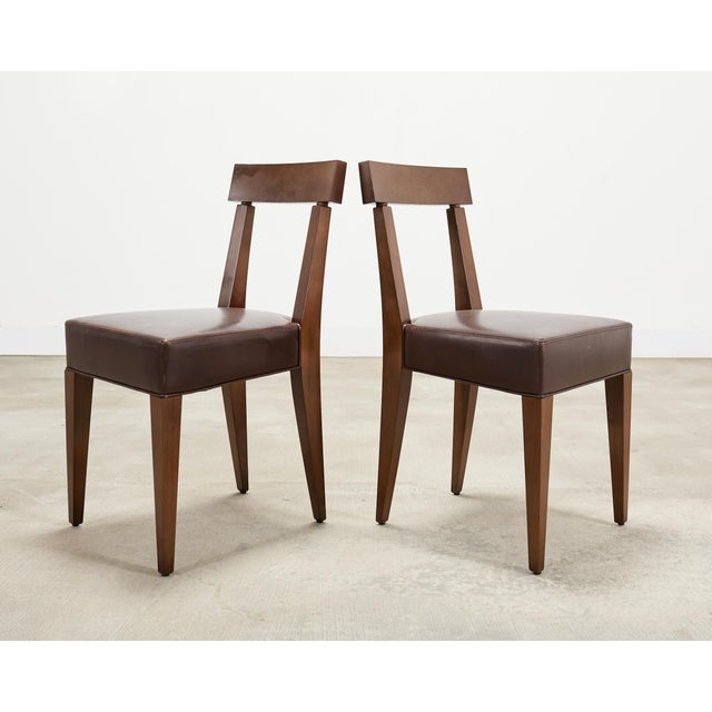 Animal Skin Set of Eight Italian Promemoria Attributed Leather Dining Chairs For Sale - Image 7 of 18