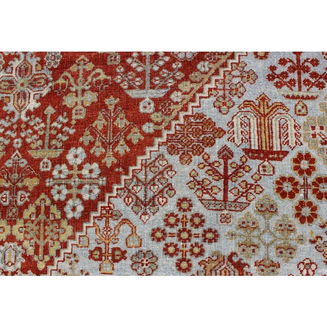 Textile Early 20th Century Antique Persian Joshegan Rug With Geometric Medallion Design in Rust and Ivory For Sale - Image 7 of 11