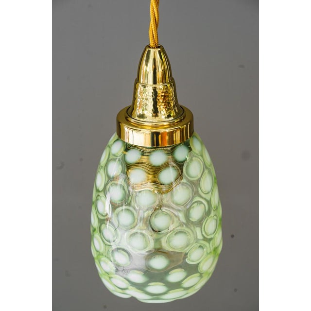 1920s Art Deco Pendant with Original Antique Opaline Glass Shade, Vienna, 1920s For Sale - Image 5 of 14