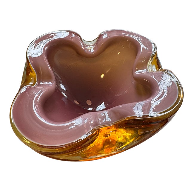 Alfredo Barbini Alfredo Barbini Mid-Century Murano Cased Art Glass Biomorphic "Geode" Bowl/Ashtray For Sale - Image 4 of 14