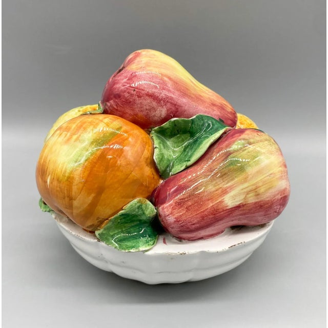 Late 20th C. Italian Fruit Bowl – Hand-Painted – Rustic Kitchen / Mediterranean For Sale - Image 4 of 12