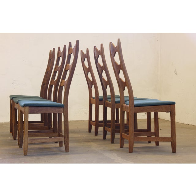 Vintage Danish Brutalist Ladderback Oak Chairs in the style of Henning Kjærnulf, 1960s, Set of 6 For Sale - Image 18 of 18
