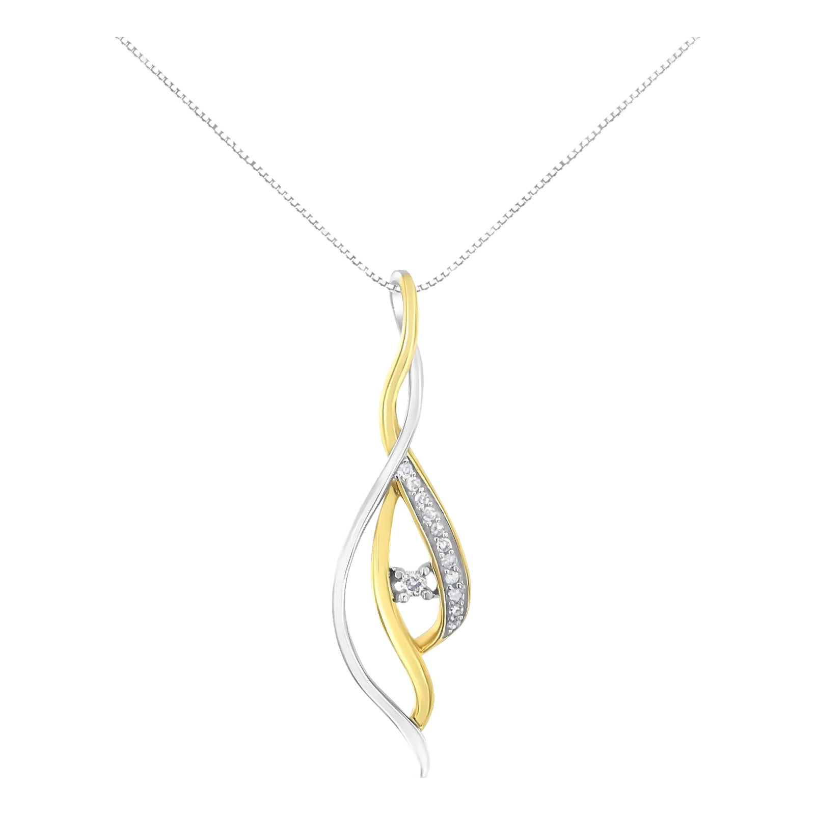 アクセサリー Llife CASCADE PENDANT NECKLACE 10K Yellow and White Gold Round Cut Diamond Accent Cascade