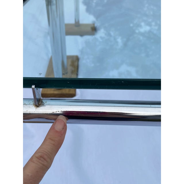 Vintage Tubular Chrome & Glass End Tables with Floating Glass Tops- a Pair For Sale - Image 4 of 11