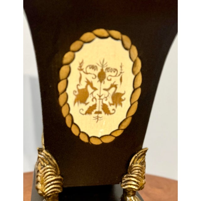 Late 20th Century Vintage French Tole Style Black & Gold Neoclassical Cachepot For Sale - Image 5 of 8